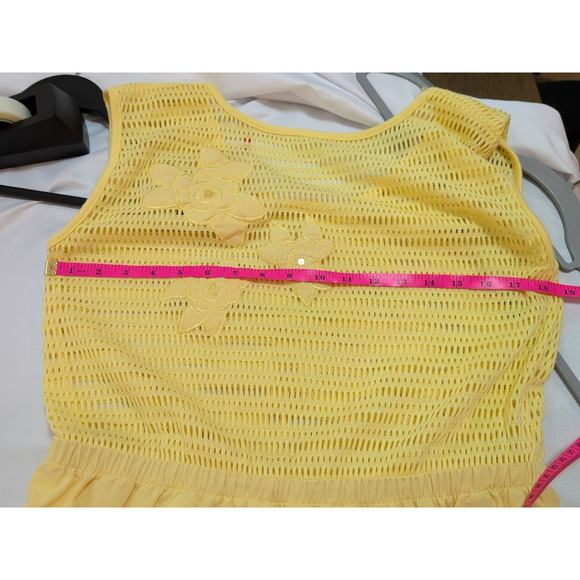 80s womens vtg L here's a hug yellow shorts jumper floral accent - Picture 11 of 13